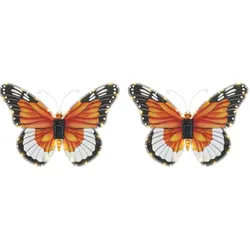 Solarlampe Wandleuchte Außenleuchte Garten Schmetterling Figur Motiv Dämmerungssensor, Kunststoff, LED, HxBxT 24,5x35x2,5 cm, 2er Set