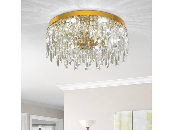 Lustre de plafond en cristal doré décoration de la maison plafonnier Led de luxe salon plafonnier chambre cuisine diamètre 50 cm ﻿ ﻿