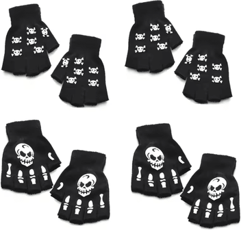 Inspire Essentials GlowSkull Halloween Skeleton Half Finger Gloves 10