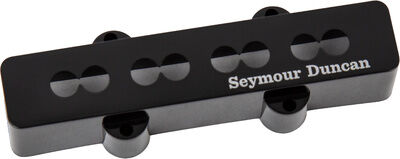 Seymour Duncan Pickup Cover Jazz Bass Neck 4 Schwarz mit weißem Logo