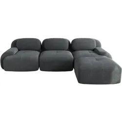 ECKSOFA in cordstoff grau rahmenloses design & modular