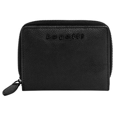 Geldbörse BUGATTI "BUGATTI Damen BELLA echt Leder", Damen, schwarz, Leder, leicht glänzend, unifarben, Kleinlederwaren, echt Leder