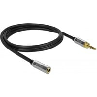 Klinkenverlängerungskabel 3,5mm 3Pin Stecker > Buchse schwarz, 1 Meter, mit 6,35mm Schraubadapter