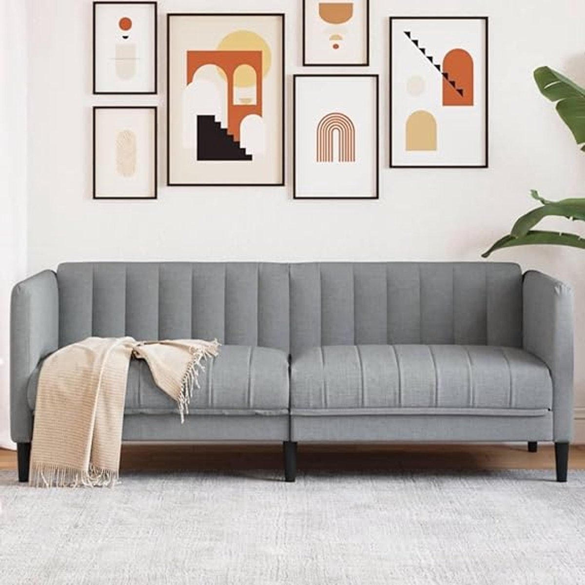 House&Garden Cosy Lounge 2-Zits Loveseat - Comfortabele Kleine Bank in Lichtgrijs voor de Woonkamer