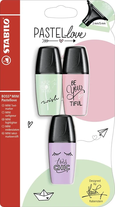 STABILO BOSS MINI Pastel - 3er-Set (violett, puderrosa, mintgrün)