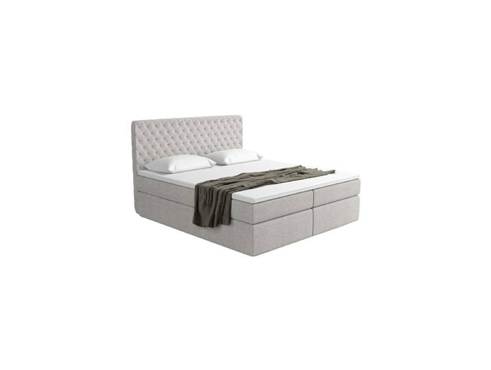 Design Boxspringbett „Alvara“ mit Ablagefach, Webstoff Hellgrau Strukturstoff Hellgrau BLOOMINGLOFT Collection