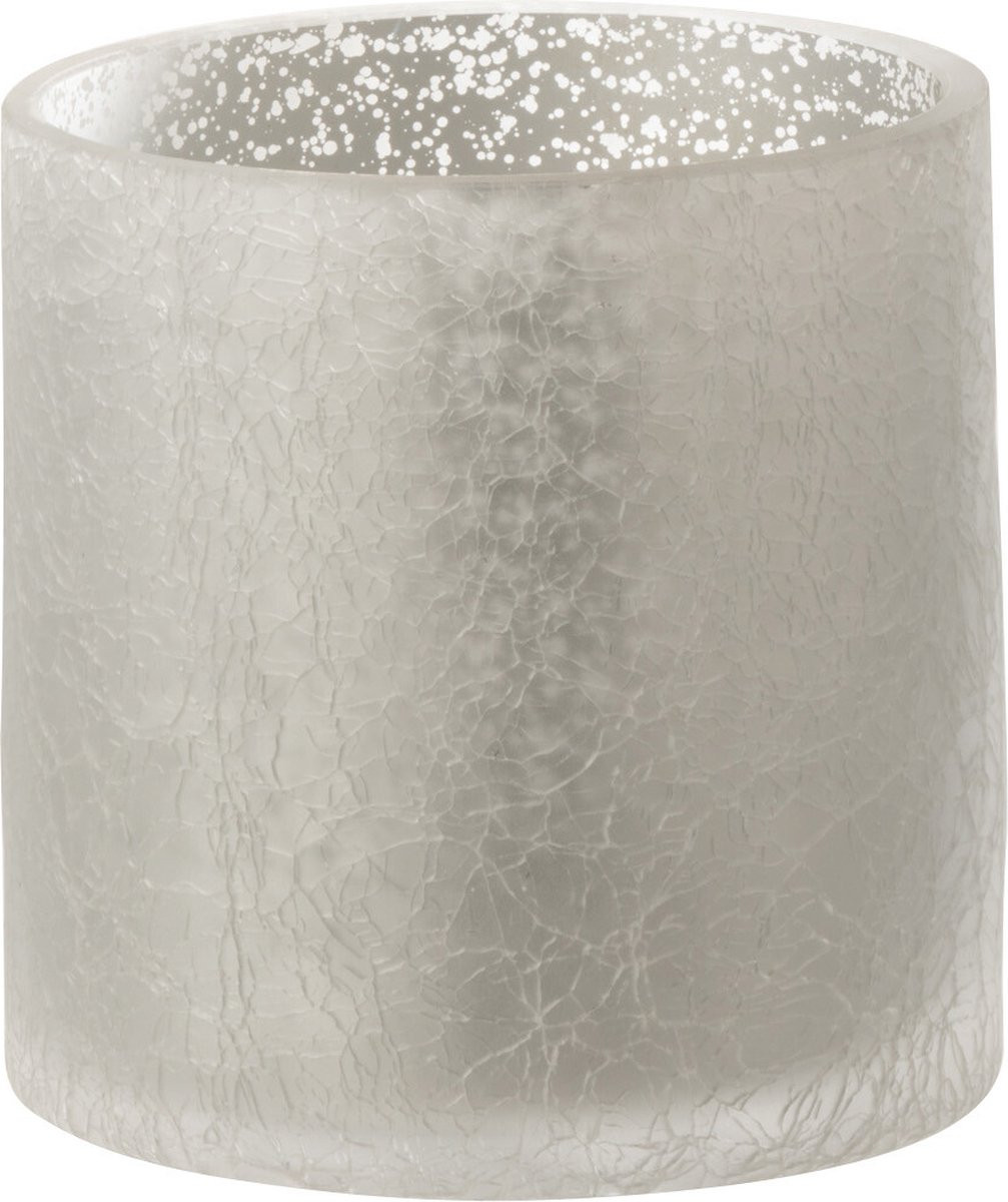 J-Line Windlicht Cilinder Craquelé Glas Grijs Small