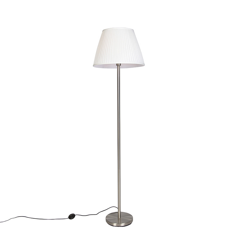 Qazqa Vloerlamp voor woonkamer en slaapkamer met cilindrische kap