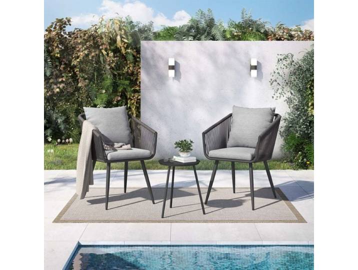 OUTLIV. Alex Gartenmöbel-Set S (2 Plätze) Tisch Ø45cm Dunkelgrau Hellgrau