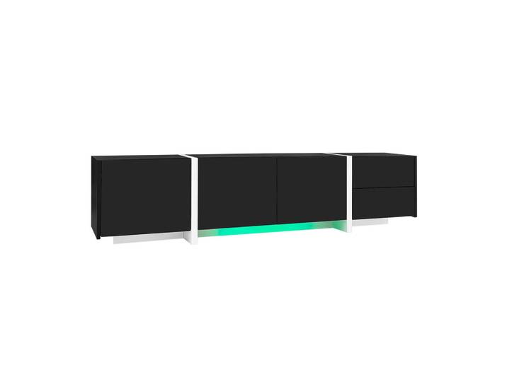 ComfortXL Lowboard De-40229 mit Hochglanzfront Schwarz, 170x39x30 cm, Wohnzimmer, TV Möbel, Lowboards, Lowboards stehend