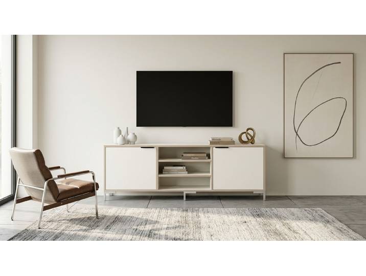 TV Sideboard mit Klapptüren Premium Dekore Weiß Multiplex Kante