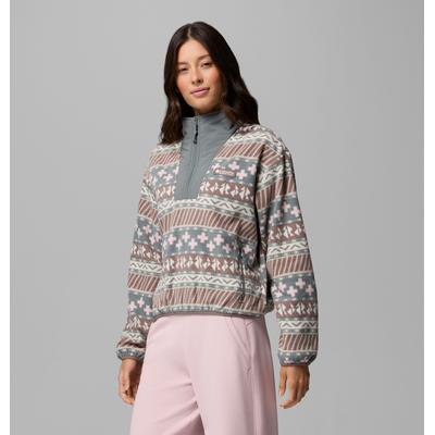 Fleecepullover COLUMBIA "Sequoia Grove II Printed Half Zip", Damen, Gr. L (42/44), braun (iron wizard island), Obermaterial: 100% Polyester, Sweatshirts Fleecepullover, mit Halbreißverschluss, aus Polyester-Fleece, Langarm-Design