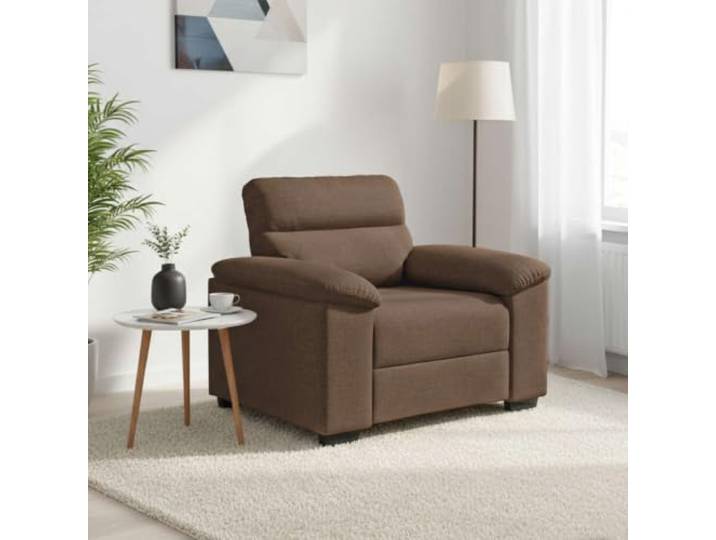 HEFZGDB Braun Sessel 60 cm Stoff Polstersessel mit Breiten Armlehnen und robustem Holz Metall Gestell, weiches strapazierfähiges Polyestergewebe für Entspannung Lesen Fernsehen,