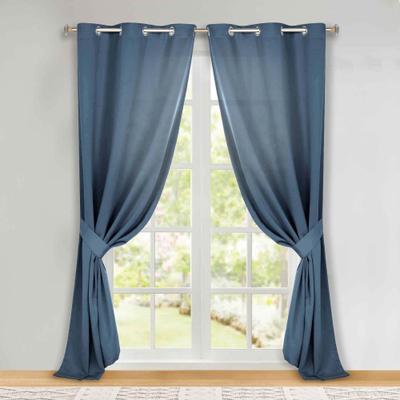 Superior Solid Room Darkening Curtains Set of 2 with Grommets & Tie Backs – Light Filtering Window Panels