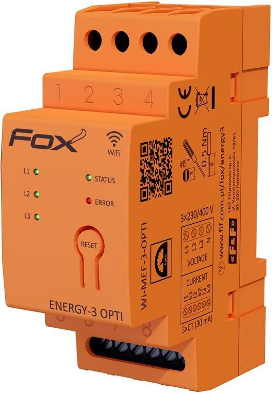 F&F Stroommeter met ingebouwde interne Wi-Fi 3F+N-antenne model WI-MEF-3-OPTI-100