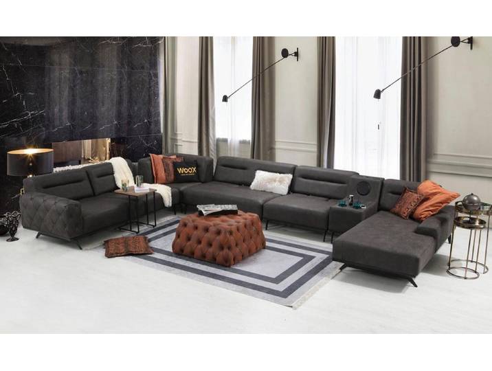 Xlmoebel Wohnlandschaft Graues Stoffsofa in U-Form mit großzügigem Platzangebot, Wohnlandschaft 1 Teile, Hergestellt in Europa