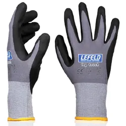 Lefeld top touch Nylon-Strickhandschuh, grau/schwarz, Größe 6-11