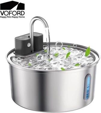 Inspired Living VOFORD 3.2L Wireless Stainless Steel Cat Water Fountain VOFORD 3.2L Wireless Stainless Steel Cat Water Fountain