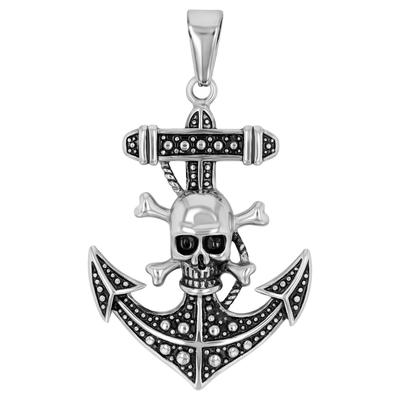 Ankeranhänger AKZENT "Merlin, silberfarbig, langlebig", silber (silberfarbig), Schmuckanhänger, Herren, Edelstahl