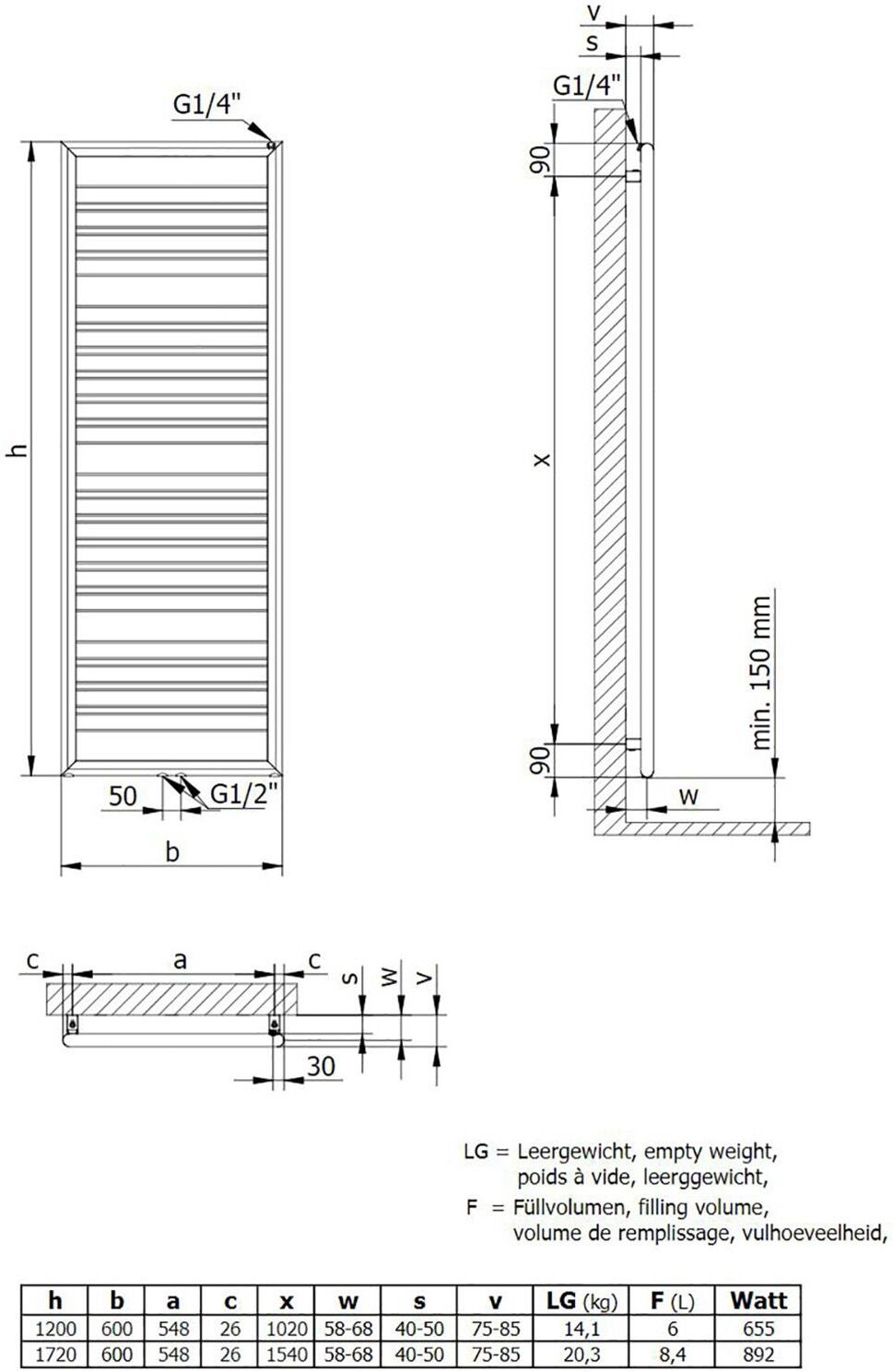 HSK Badheizkörper Image 60 x 120 cm, Mittelanschluss