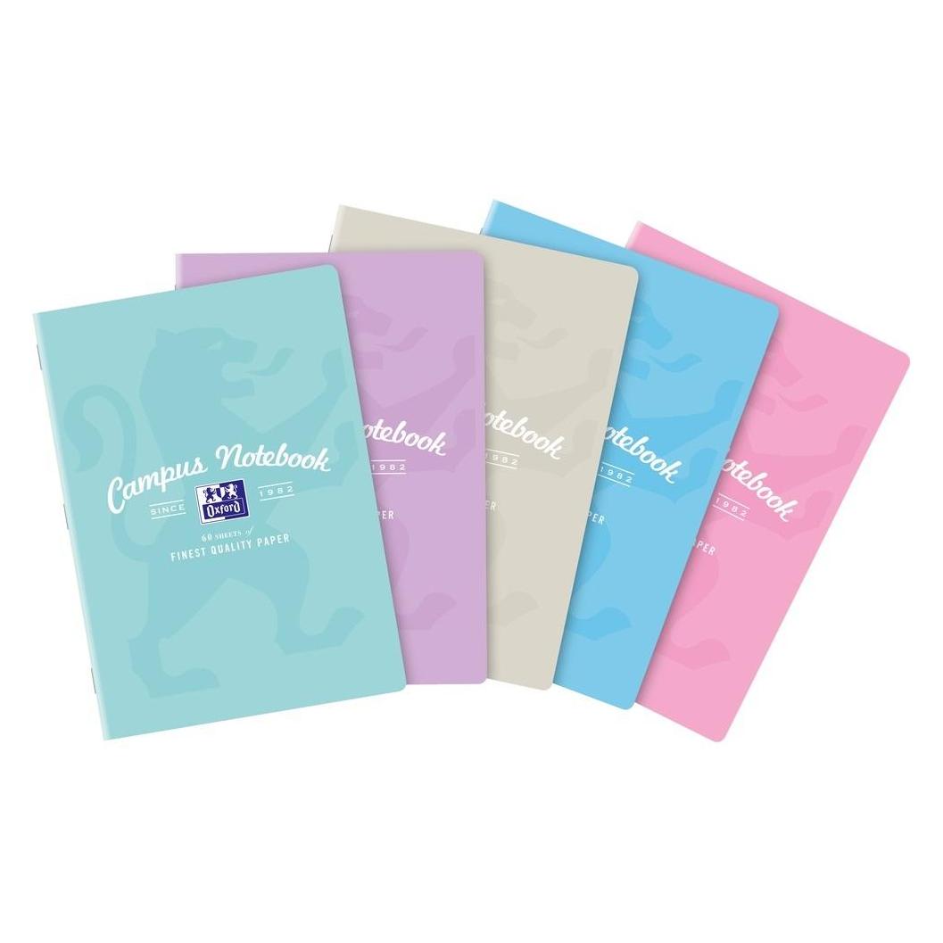 Oxford Notizbuch A4/60K grotelės Campus Pastell (5 Stück) (A4, Weicher Einband) (496871)