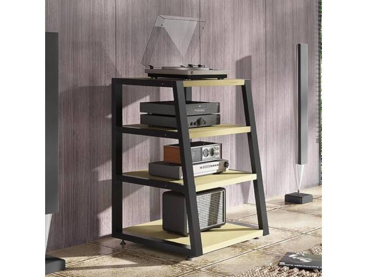 2/3/4 Ebenen AV-Schrank, Verstärkerrack, Audio-Ständer aus Stahl und Holz Offene Ablage, Audio-Geräterack, Stereo-Komponenten, CD-Player, AV-Geräte, Heimkino, Wohnzimmer