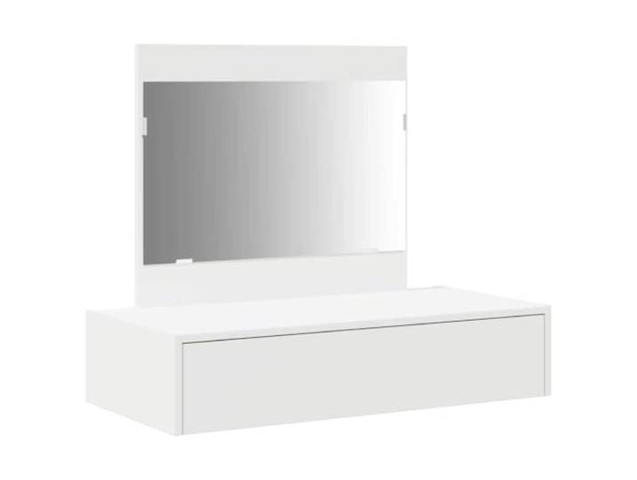 Xhnifbn Schminktisch Weiß 83 x 40 x 70 cm mit Spiegel & Schublade Kompakter Frisiertisch fürs Schlafzimmer mit flachem Spiegel und schlichter matter Oberfläche für Pflegeartikel.