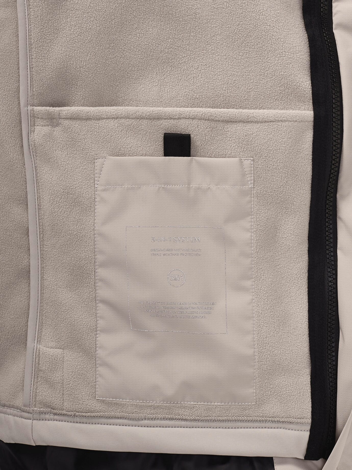 Walbusch Softshelljacke mit Aussenweste, noch offen: Größenlauf, Farbe Beige, 54, 3 Tragevarianten klimatisierend dank Soronafüllung Herren