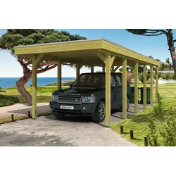 Carport Friesland 314x860cm, ALU-Dacheindeckung, inkl. Anker-imprägniert (farblich unbehandelt) Holzcarport