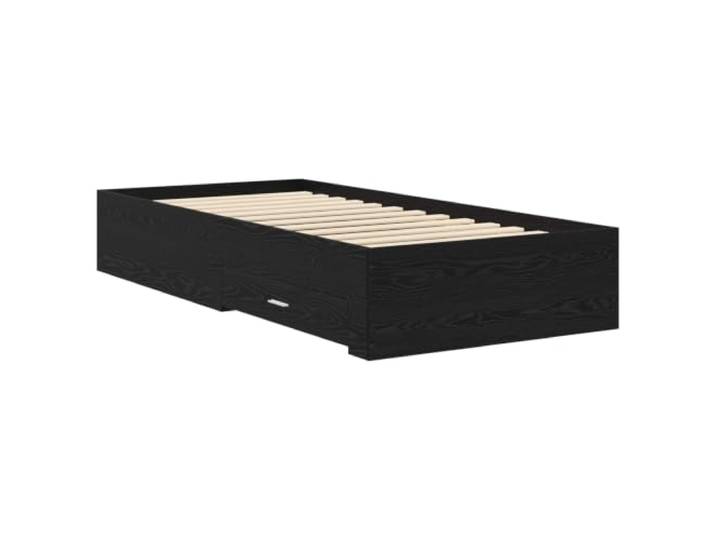 KTHLBRH Bettgestell aus schwarzer Eiche mit Schubladen Technisches Holz, feste Latten, modernes Design, einfache Reinigung