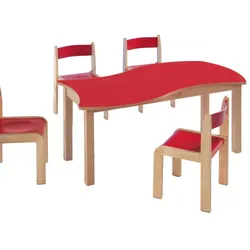 Swing-It WOODY rechteckiger Wellentisch Schultisch mit Holzbeinen