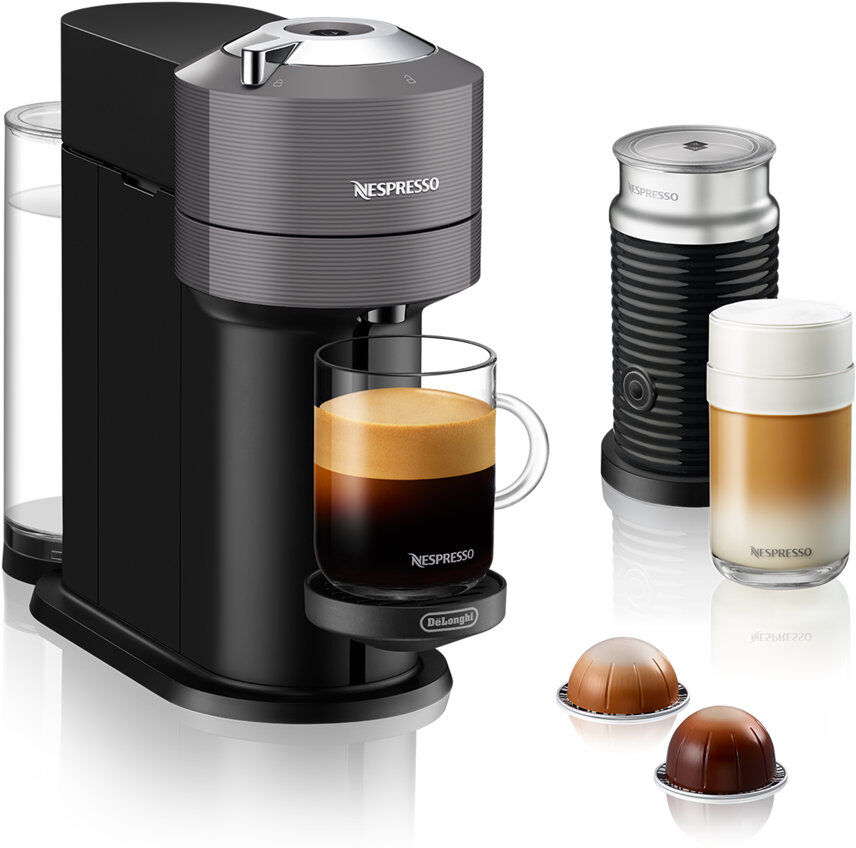 Nespresso Vertuo Next Coffee Pod Machine with Aeroccino Milk Frother by De'Longhi Grey