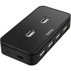 hama 00200123 USB-Hub, 7 Ports, USB 2.0, 480 Mbit/s, inkl. Kabel und Netzteil