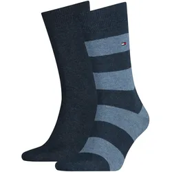 2er Pack TOMMY HILFIGER Rugby Stripe Socken Herren 356 - jeans 43-46