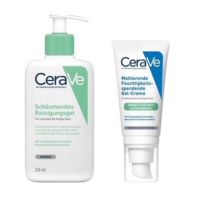 CeraVe Schäumendes Reinigungsgel + Mattierende Feuchtigkeitsspendende Gel-Creme Set 1 St