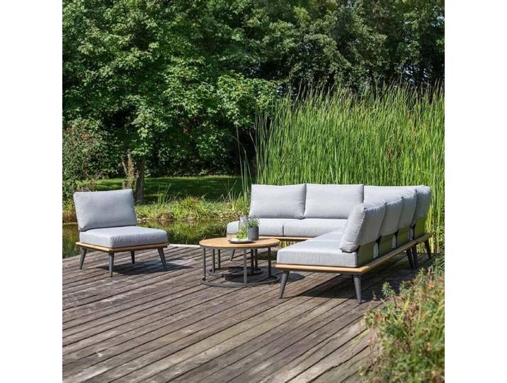 Niehoff Serra Ecklounge inkl. Loungetische Aluminium/Canvas Dunkelgrau