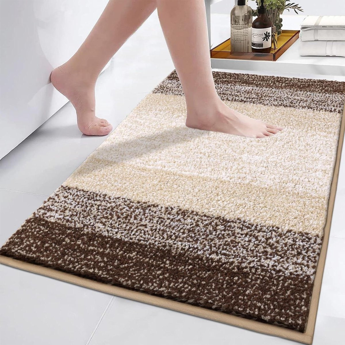 Badmat Microvezel in de kleur Koffie - Antislip Douchemat voor de Badkamer - 50 x 80 cm