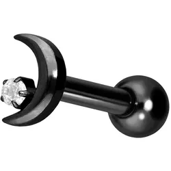 Titan Ohrpiercing mit Innengewinde MOND + KRISTALL