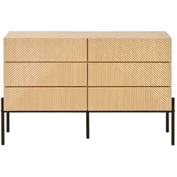 STILVORA Kommode aus MDF in Natur, 115,5 x 38 x 75 cm, 6 Schubladen, geometrisch