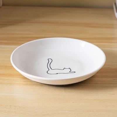 Uplifted Finds Premium Ceramic Feeding Bowl Platter With Non Slip Silicone Base For Kittens And Cats a3