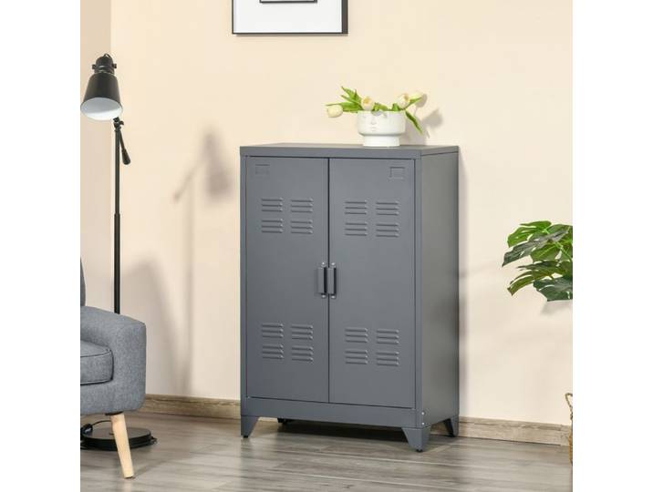 Armoire métallique industrielle 2 portes pour maison et garage 75 x 33 x 110 cm gris