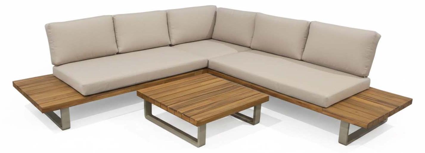 Ecklounge-Set Barstano | Sand/Sable | Akazienholz und Aluminium