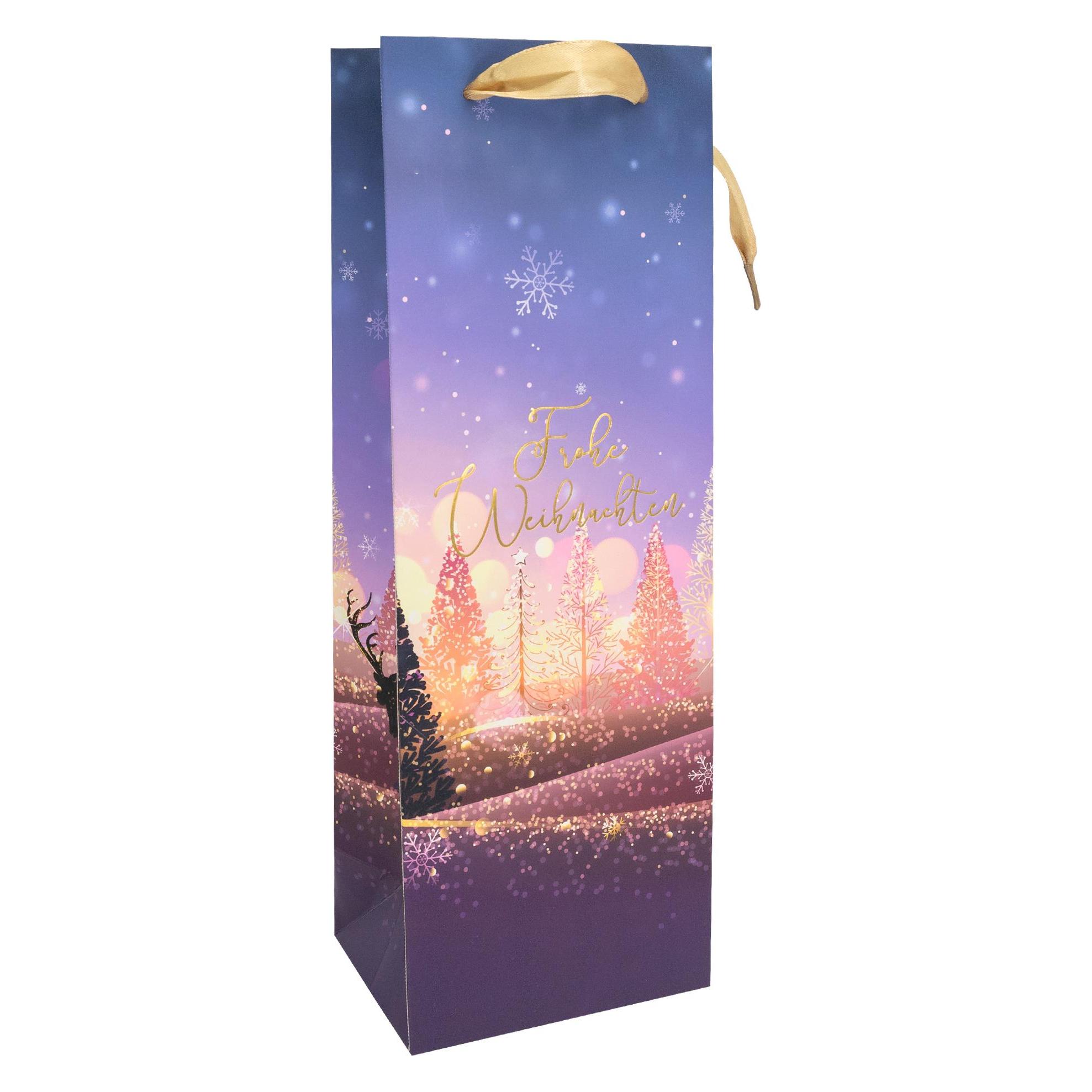 Idena Flaschentasche Weihnachten lila 12x9x36cm (49620992)