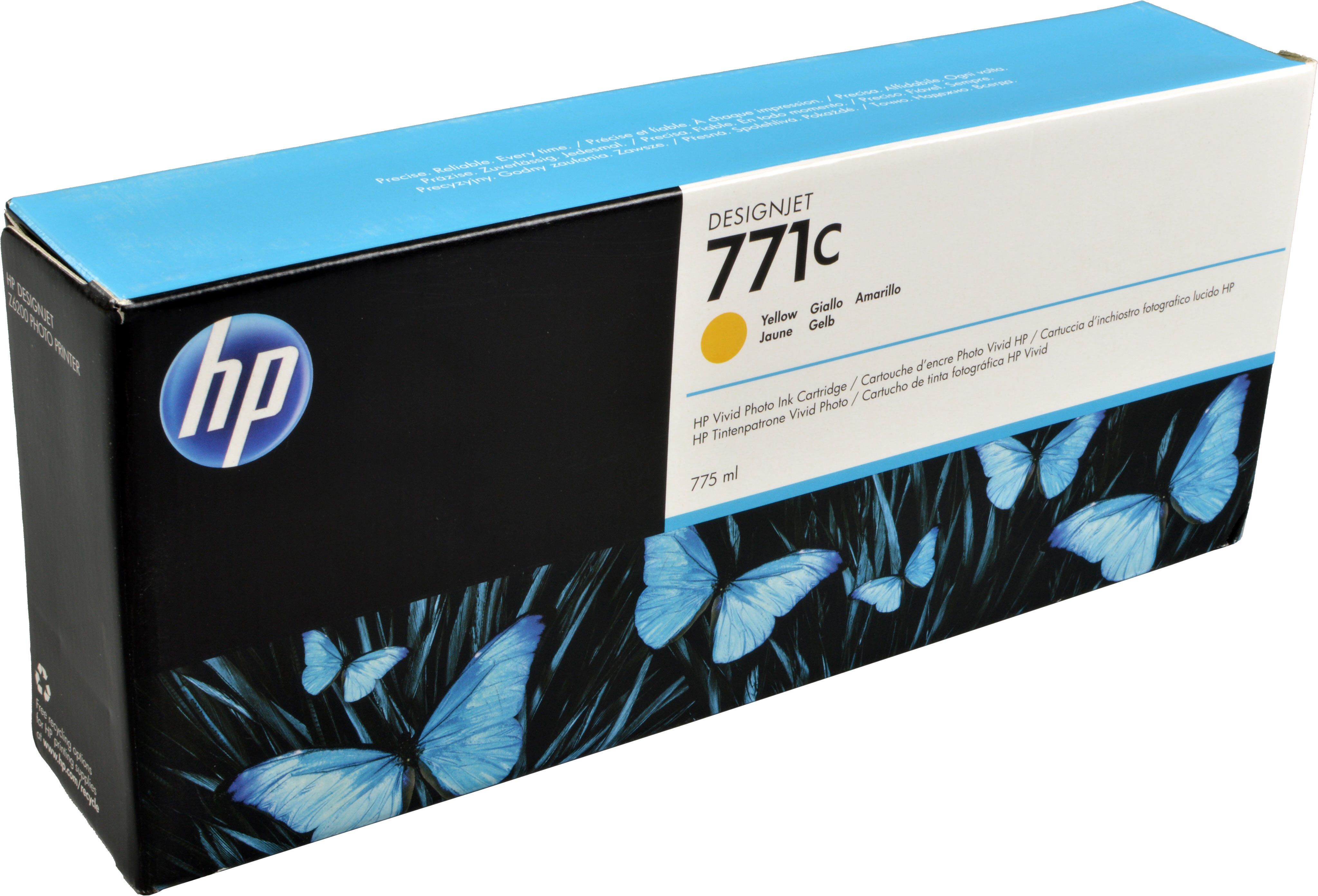 HP 771C Gelb DesignJet Druckerpatrone, 775 ml, HP DesignJet Z6200 Fotodruckerserie, HP DesignJet Z6610 Fotoproduktionsdrucker, HP DesignJet Z6810..., Thermal Inkjet, Gelb, Kleine und mittelständische Unternehmen, Singapur, 324 mm