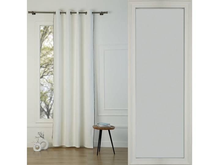 Rideau à oeillets lin lavé 140x290 blanc & noir