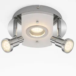 Deckenleuchte Badezimmer Deckenrondell 3-flammig Metall Chrom Esszimmer Deckenlampe mit beweglichen Spots, Rondell, LED 11 Watt 900 lm, DxH 20x11,5 cm