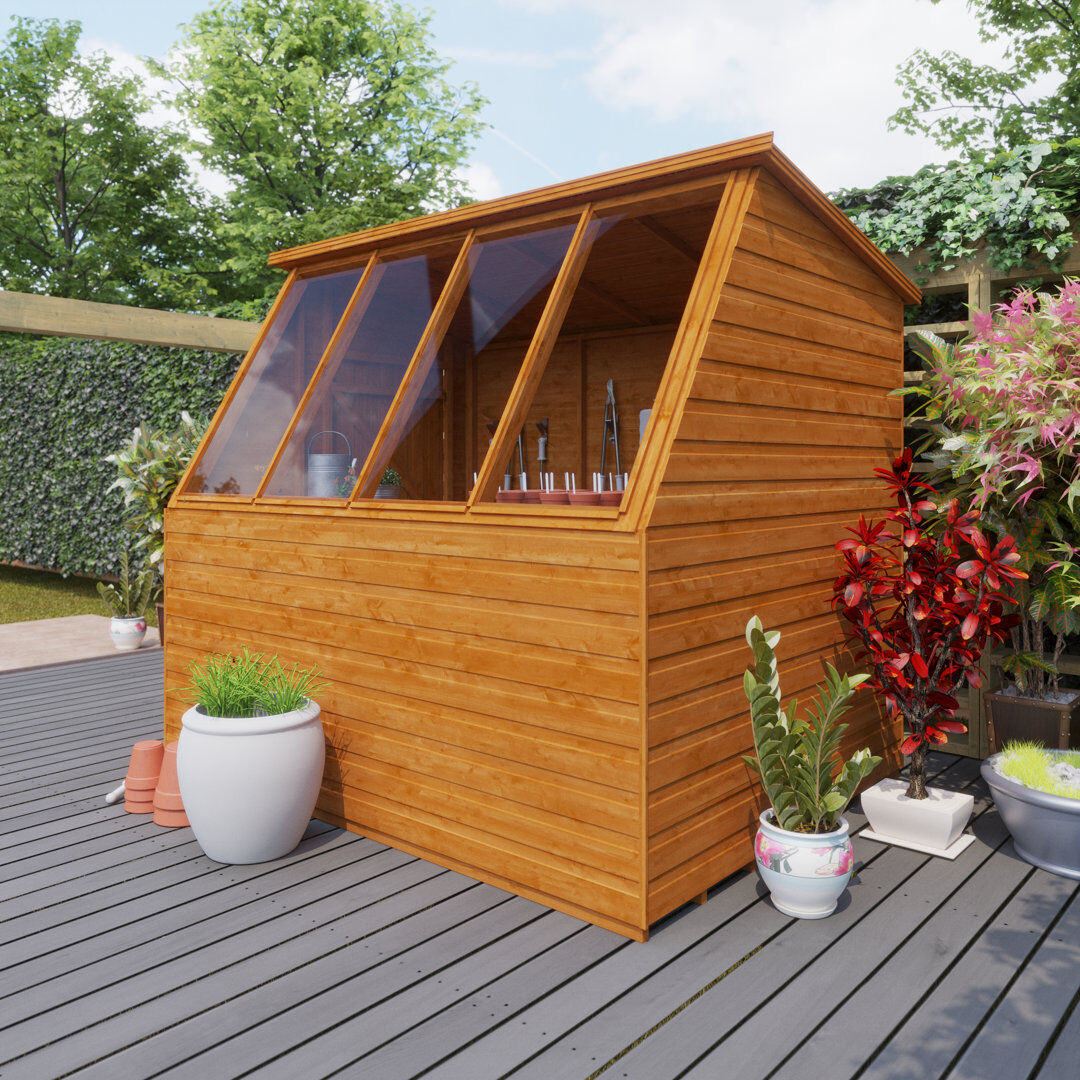 Tiger Sheds Solid Wood Shiplap Pent Garden Shed Orange 6ft. W x 8ft. D