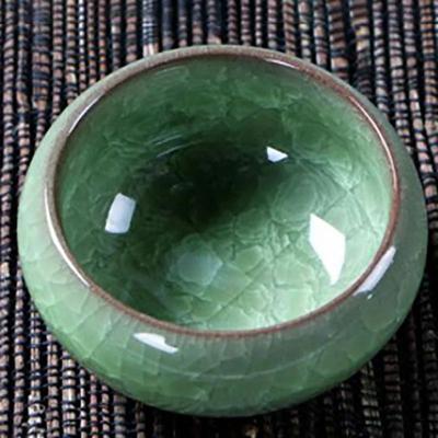 Uplift Essentials Handmade Ice Crack Ceramic Candlestick light Green