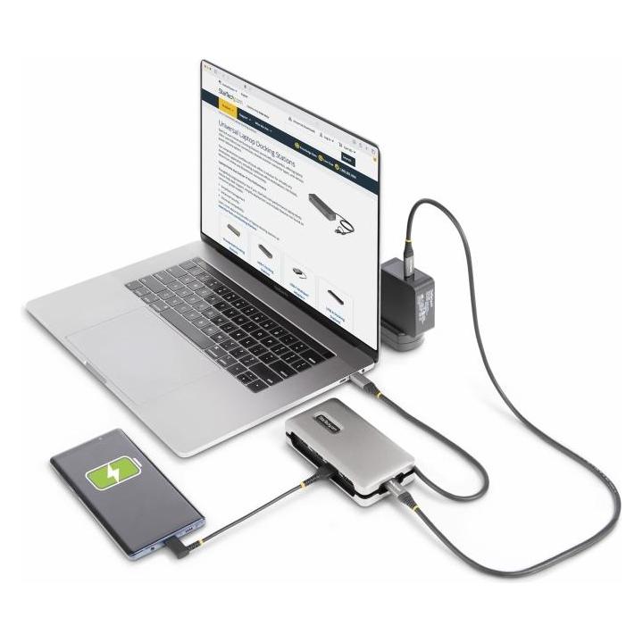 StarTech com DKT31CH2CPD3, Cablato, USB 3.2 Gen 2 (3.1 Gen 2) Type-C, 100 W, 10,100,1000 Mbit/s, Gri (USB-A, 3 Ports) (DKT31CH2CPD3)
