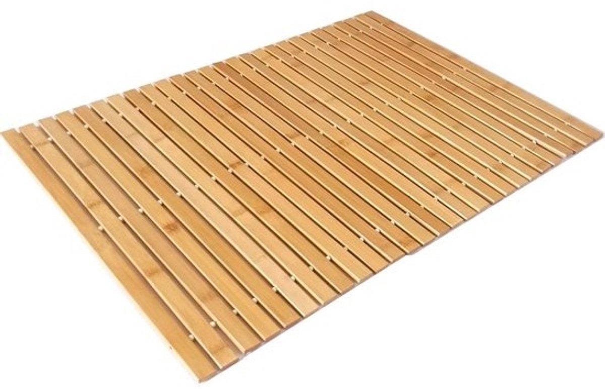 Opvouwbare bamboe badmat voor badkamer, douche en sauna